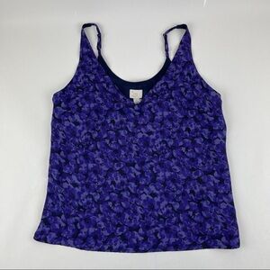 A New Day Tank Top Womens Small Purple Floral Spaghetti Strap